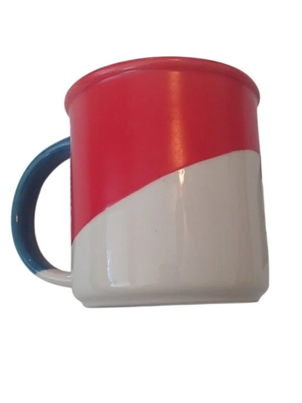 Starbucks Angle Dip Red White Blue  Coffee Tea Mug, 12 oz. + Blank GC